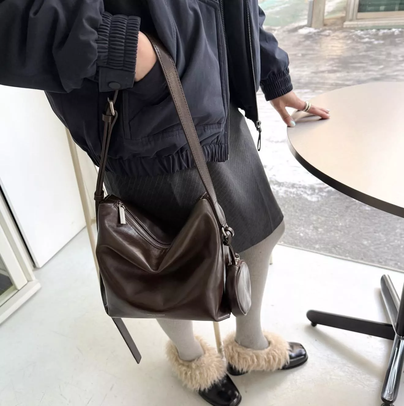 Bucks&leather 法式隨性包(S) -亮牛皮/深咖