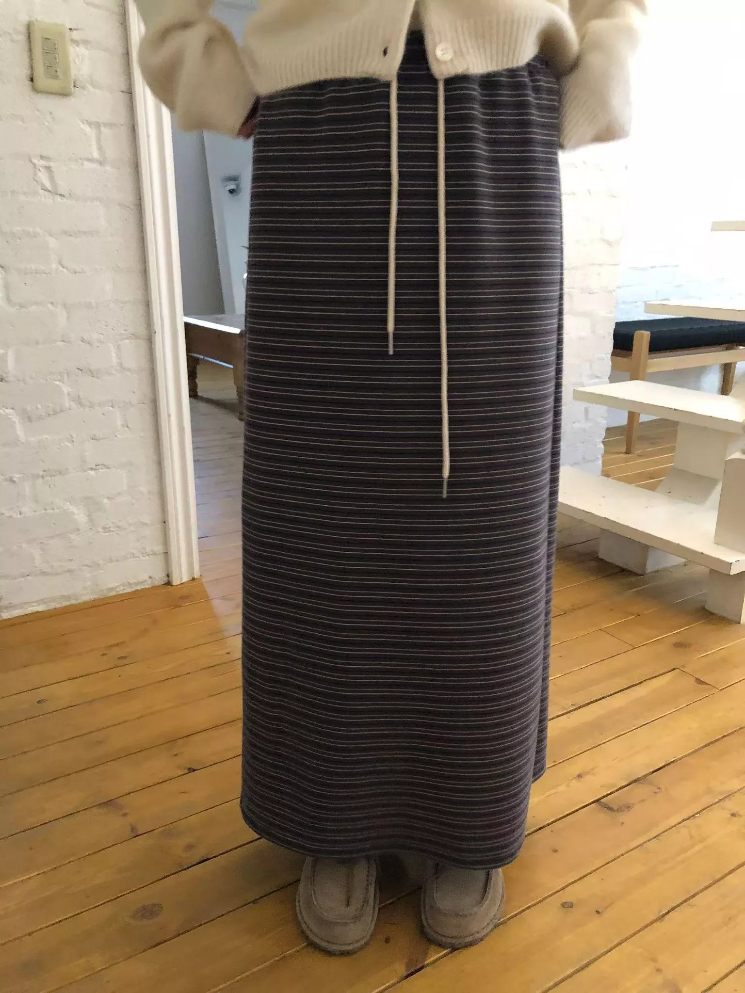 條紋軟綿綿長裙