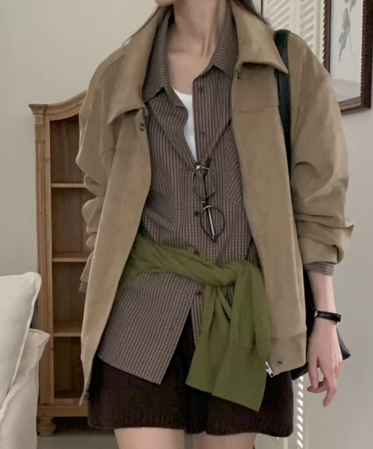 歐膩的時髦簡約麂皮外套