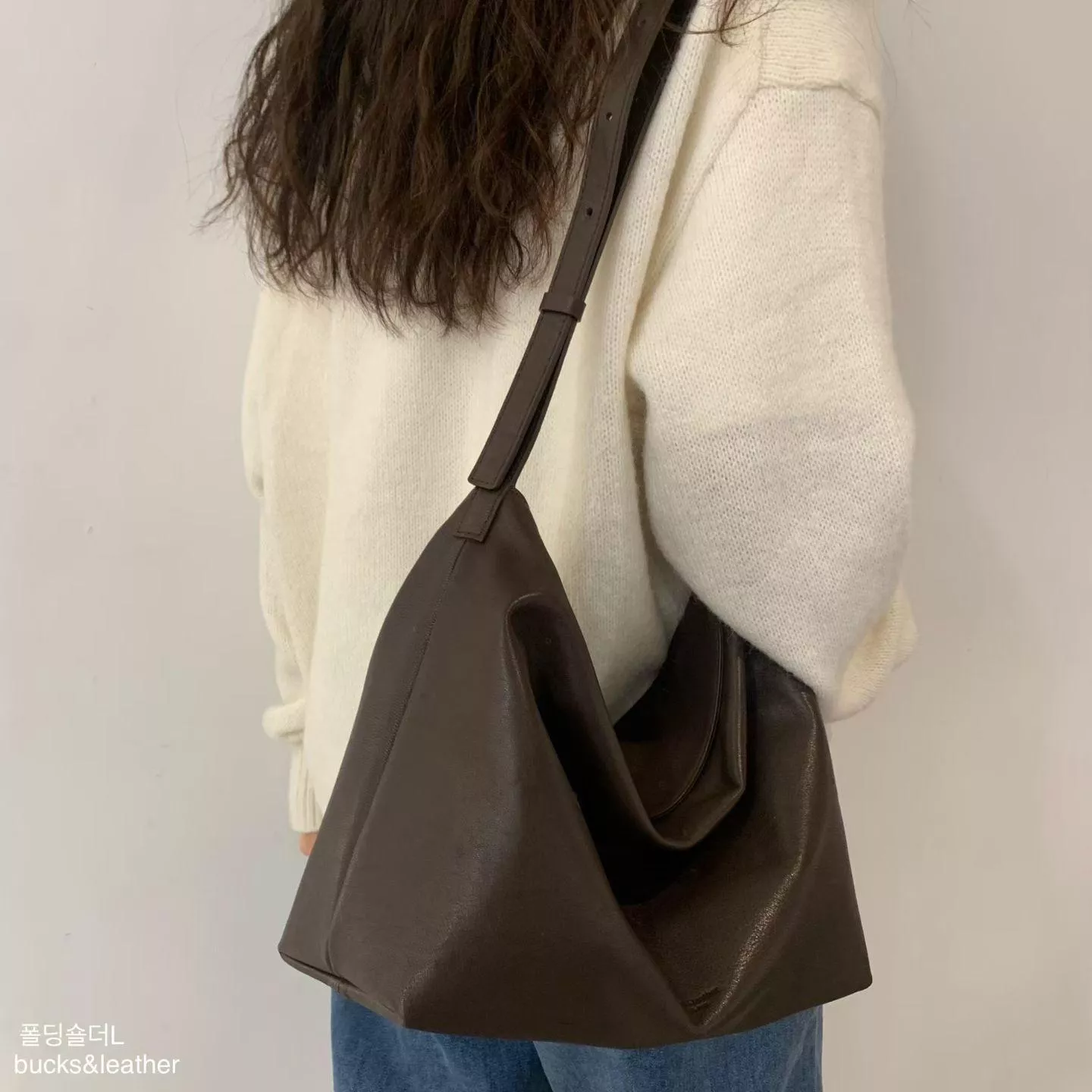 Bucks & leather 托特包 (L) -小羊皮/深咖