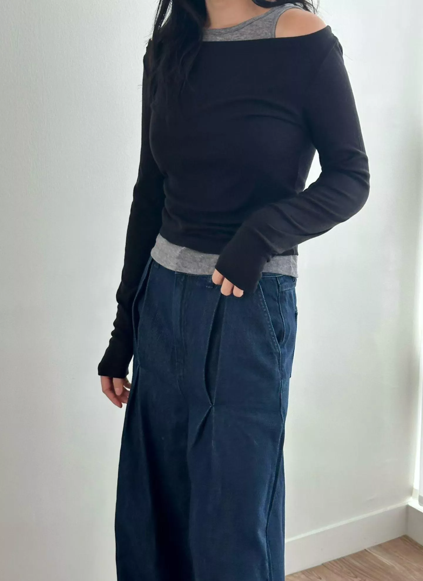 層次軟透膚tee set