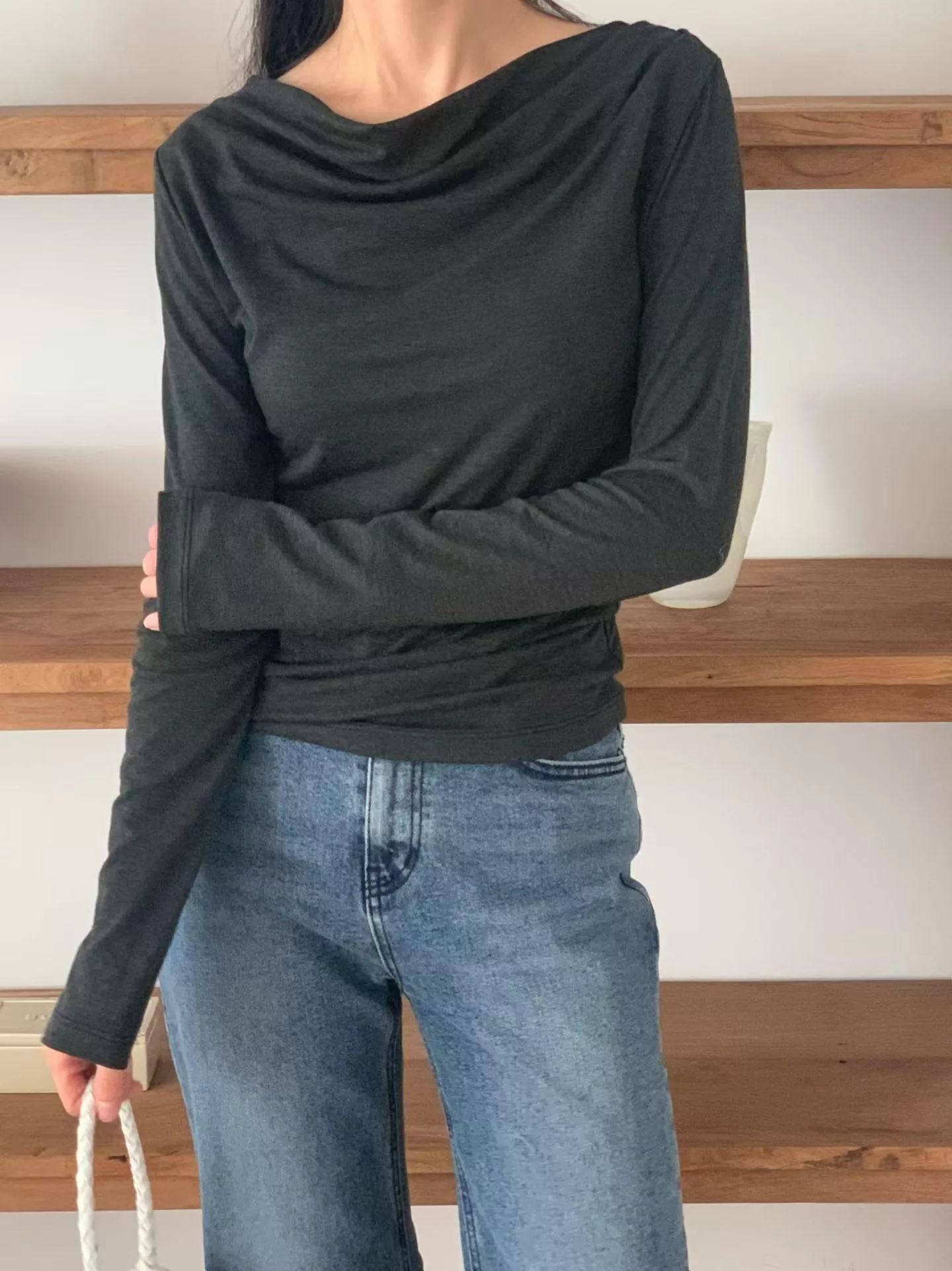 氣質百分皺摺tee