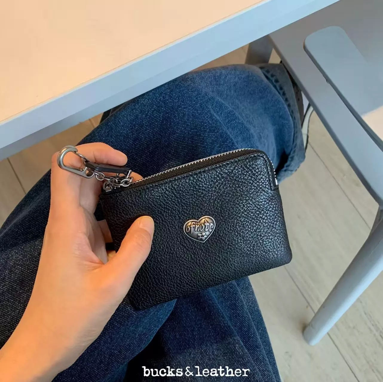 Bucks&leather 愛心拉鍊卡夾