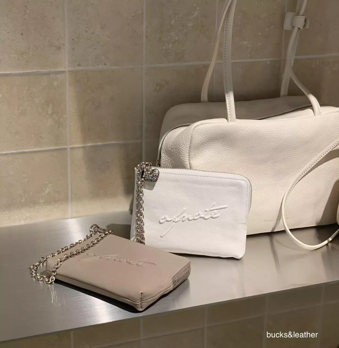 (Bucks&leather) 銀鏈扁卡包