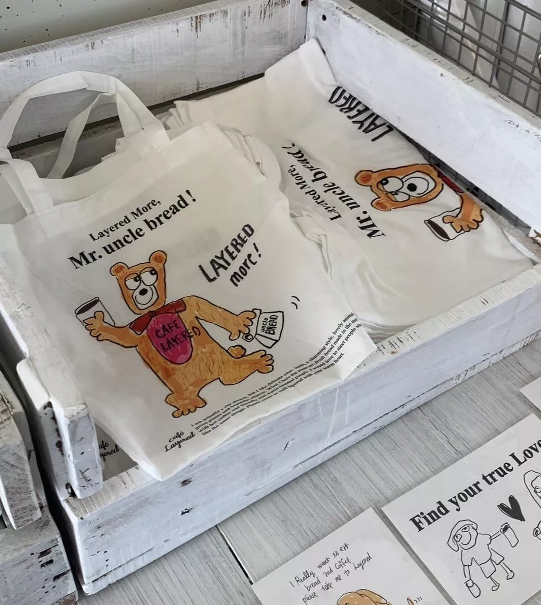 Cafe layered 橘色熊熊帆布袋