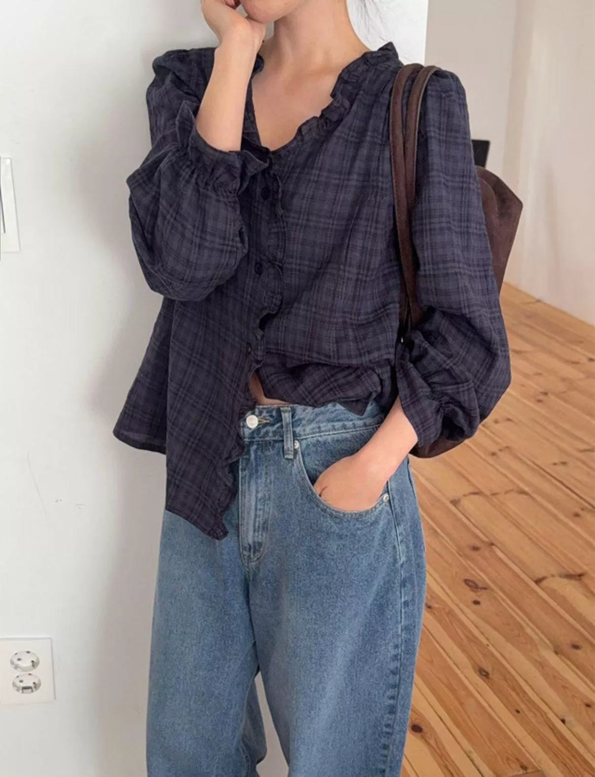 Romance check blouse