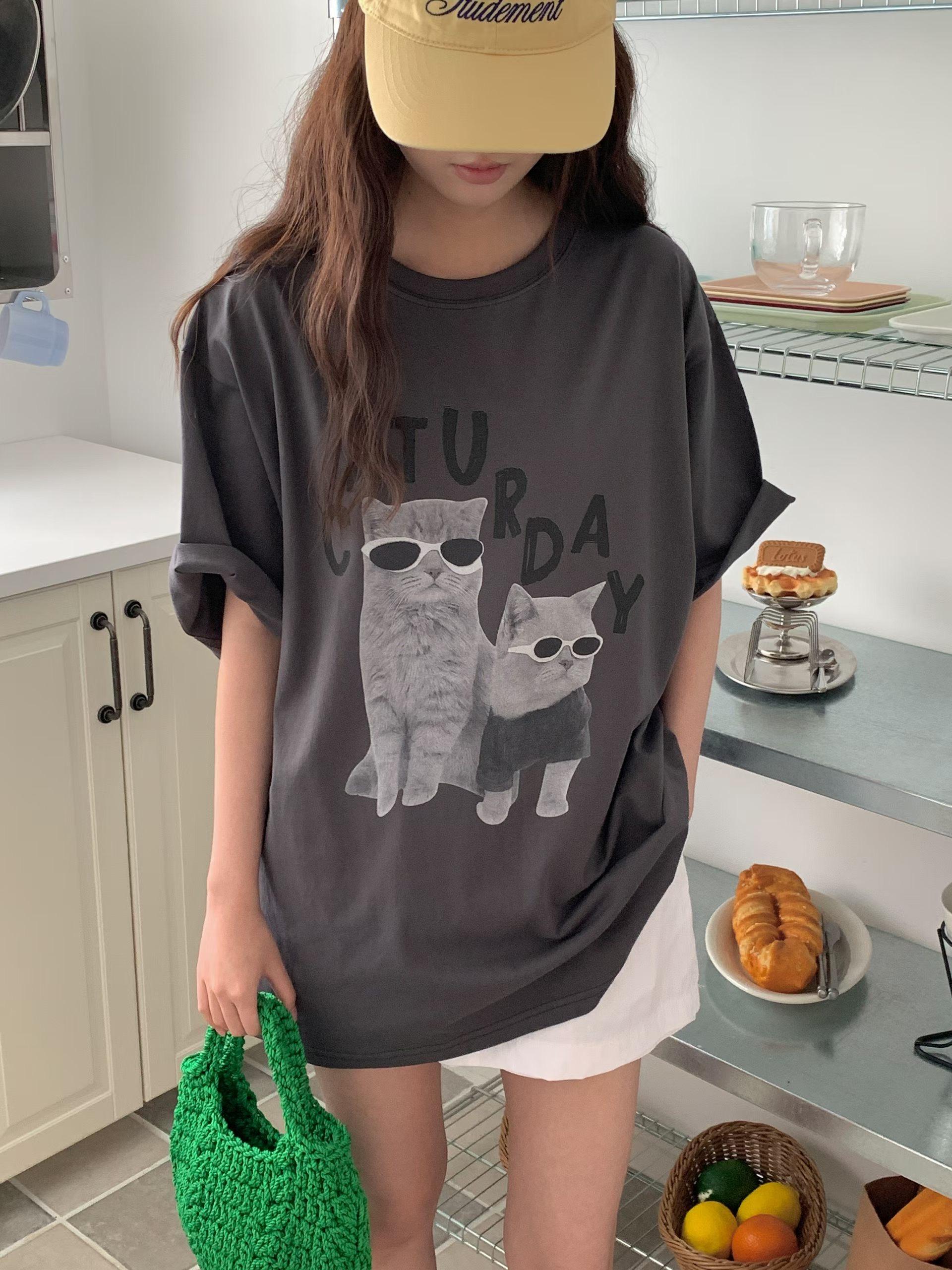 (可愛爆擊！) 戴墨鏡的可愛貓兄妹tee
