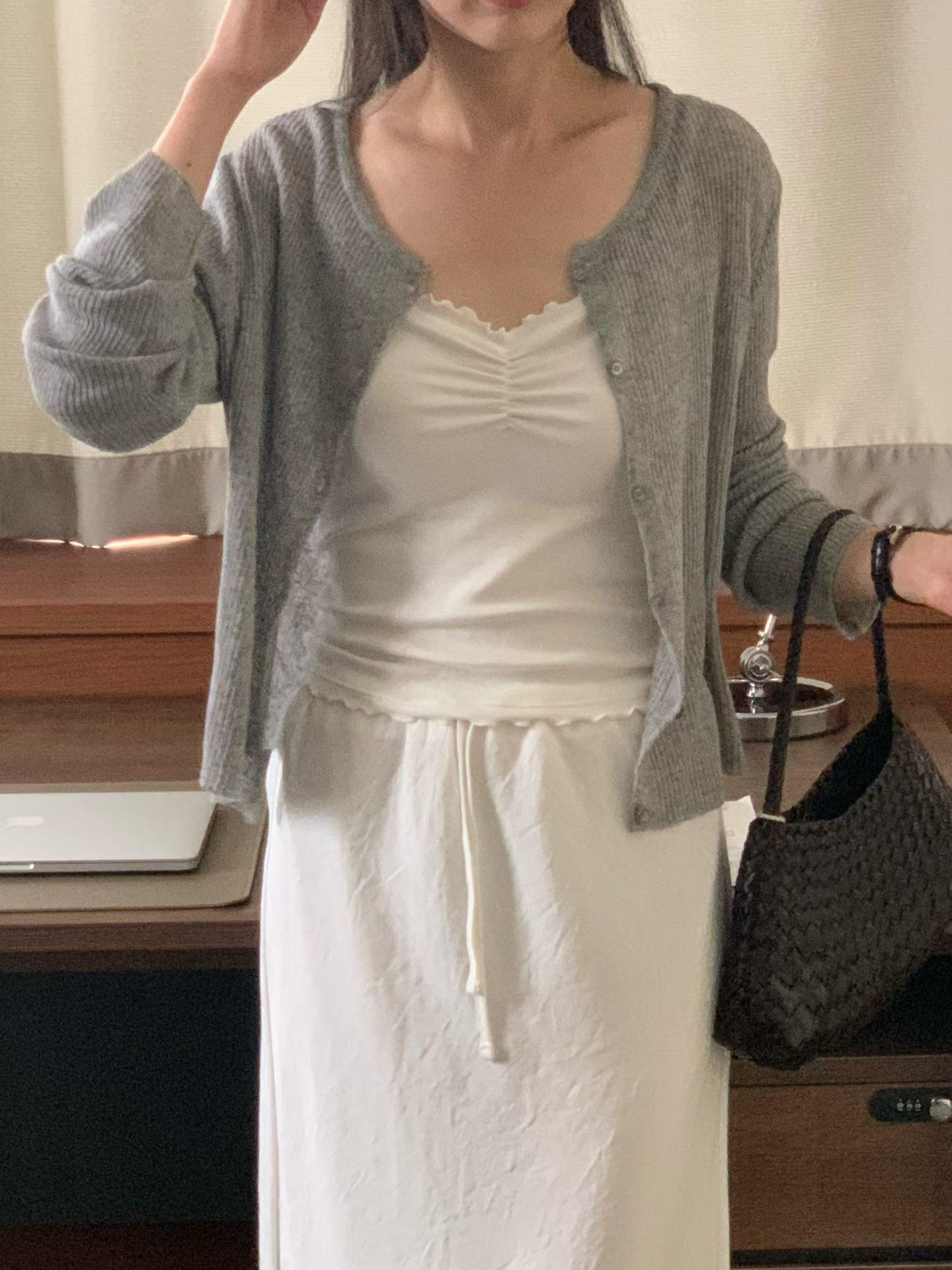 (遮陽/冷氣房gooood!) 法式亞麻坑條小外套