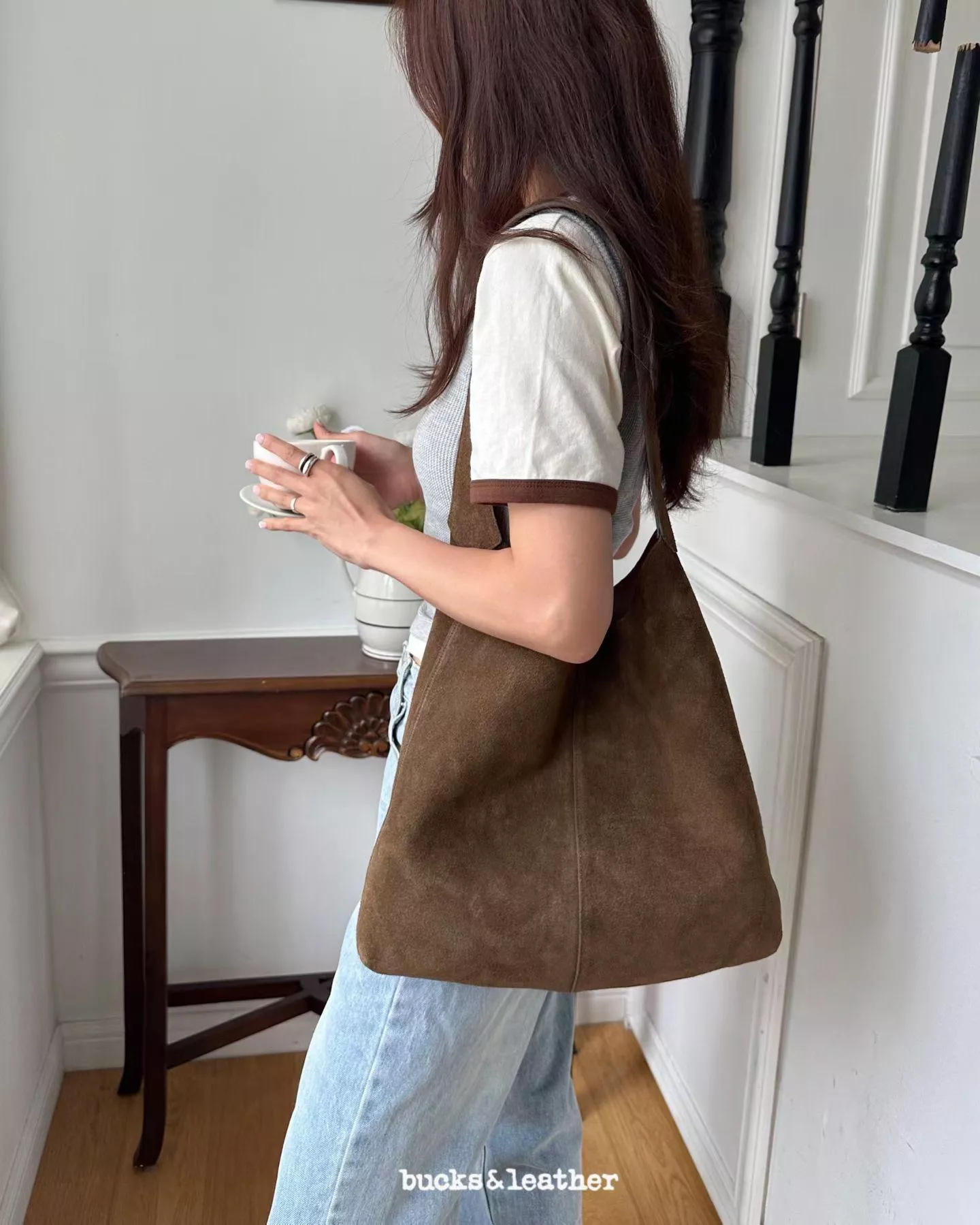 (Bucks&leather) 長背帶簡約包