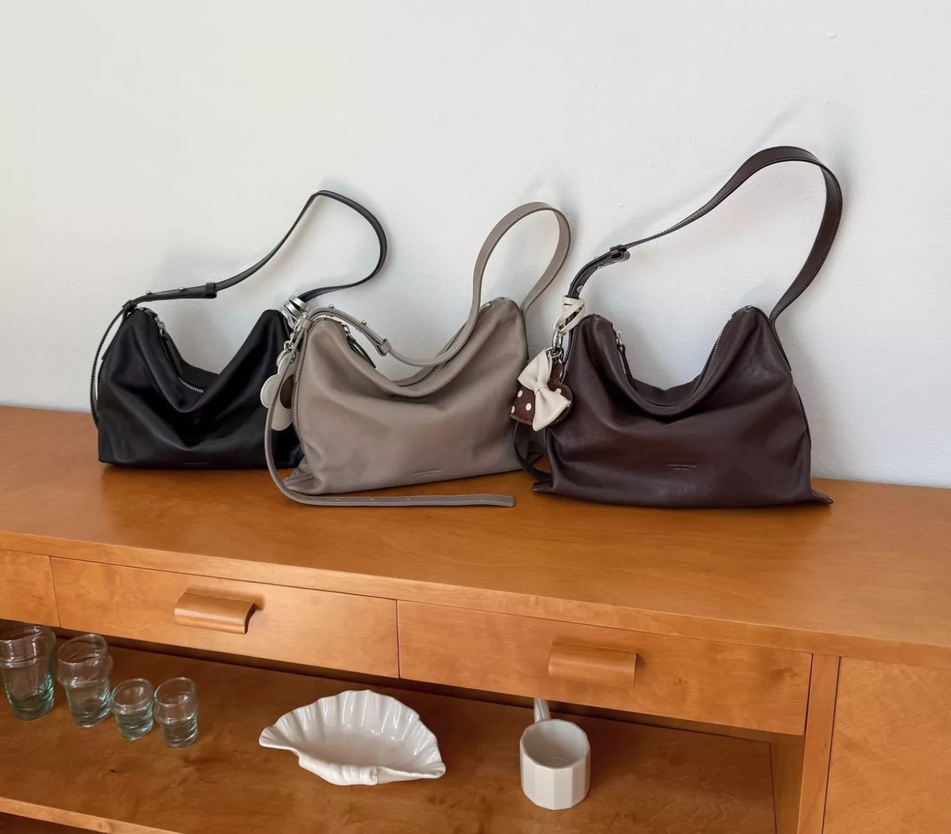 (Bucks & Leather) 慵懶拉鍊包 (S)- 小羊皮