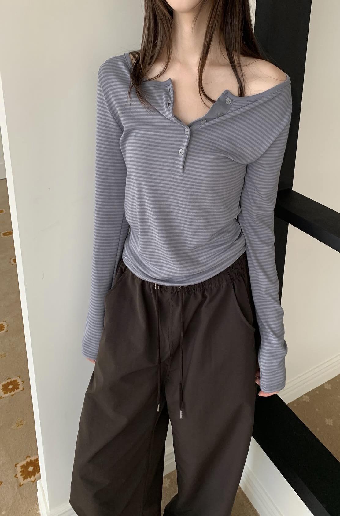 條紋隨性美式tee