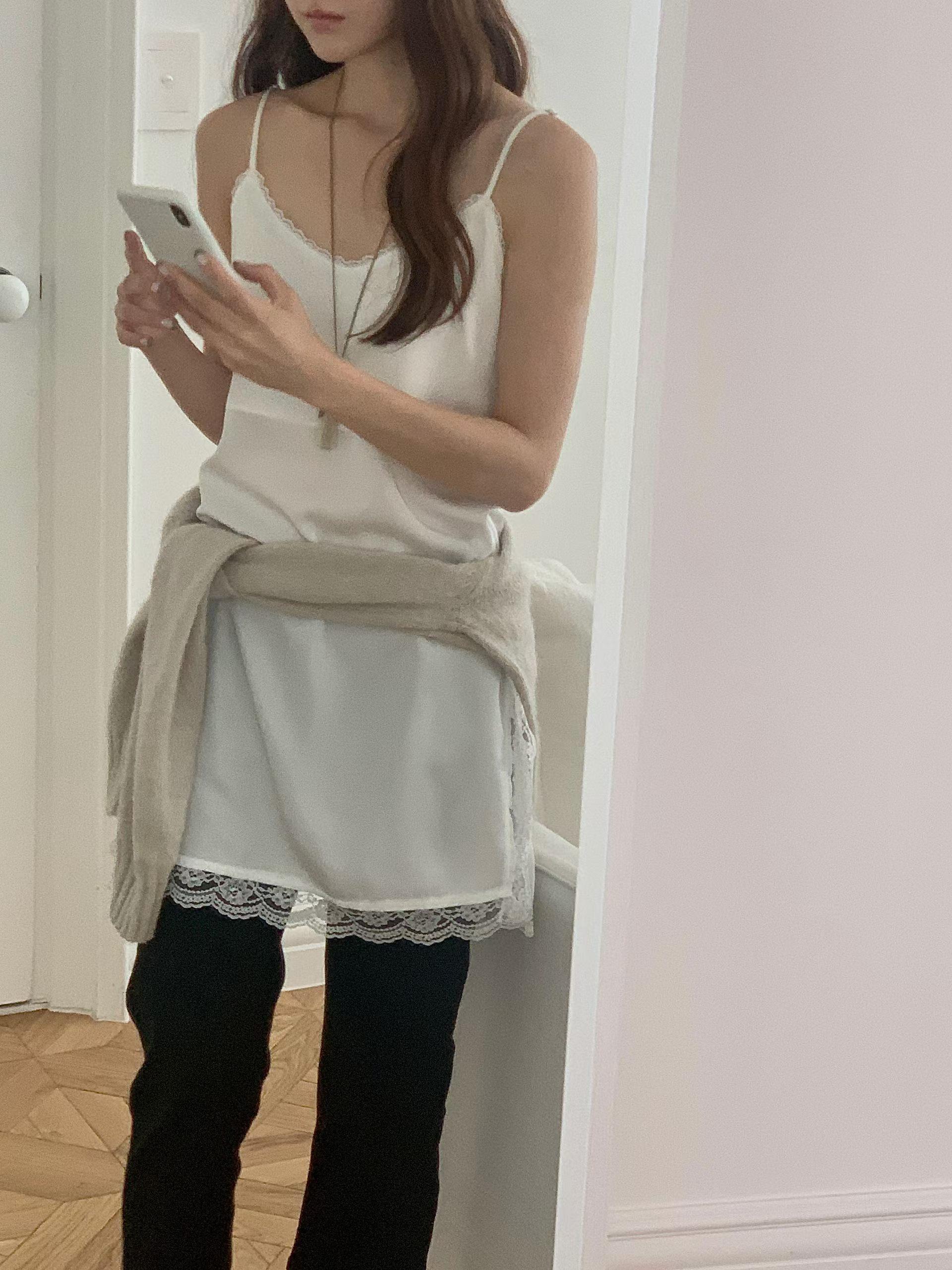 (百搭！) 緞面蕾絲ops