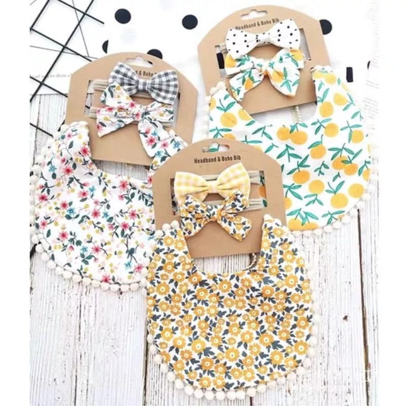 🔥嬰幼兒純棉圍兜髮帶套組 ( G-L 款 )