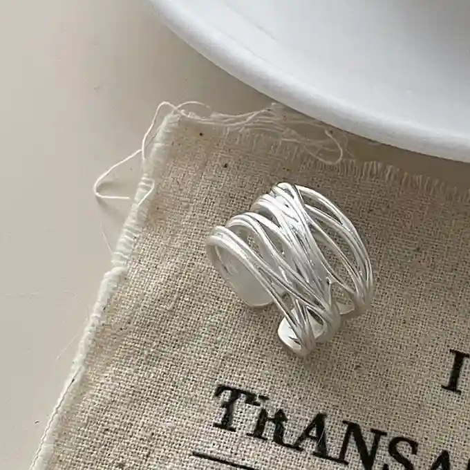 S925純銀戒指 | 交叉纏繞設計感戒指 | 低敏純銀 不易退色 開口戒指