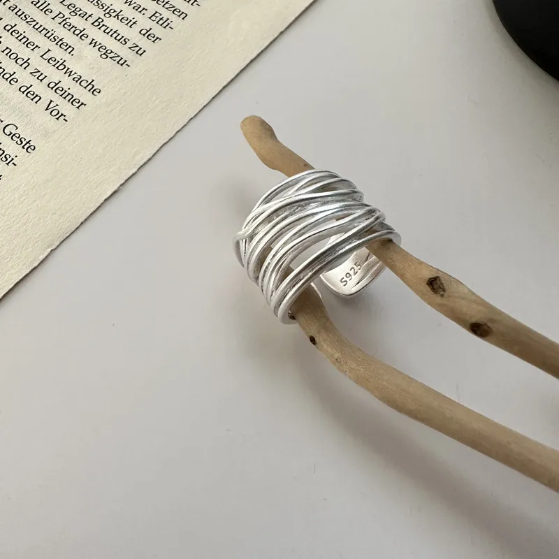 S925純銀戒指 | 交叉纏繞設計感戒指 | 低敏純銀 不易退色 開口戒指