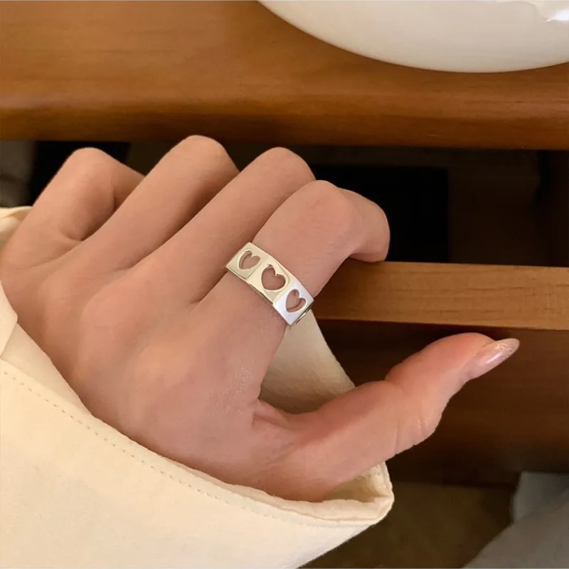 S925純銀戒指 | 甜美簍空愛心戒指 | 低敏純銀 不易退色 開口戒指