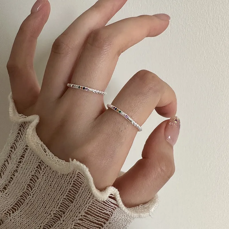 S925純銀戒指 | 質感彩虹皓石戒指 | 低敏純銀 不易退色 開口戒指