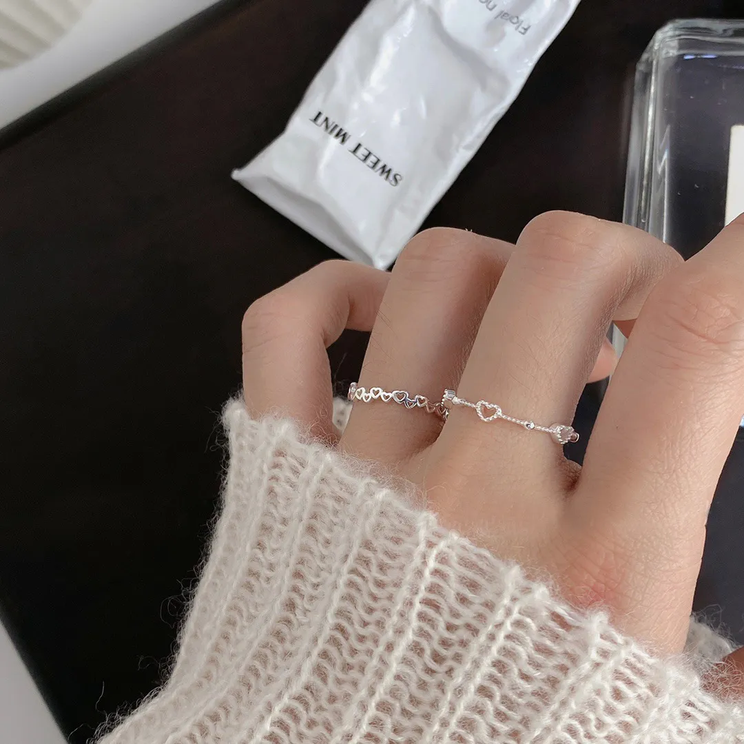 S925純銀戒指 | 甜美浪漫愛心戒指 | 低敏純銀 不易退色 開口戒指