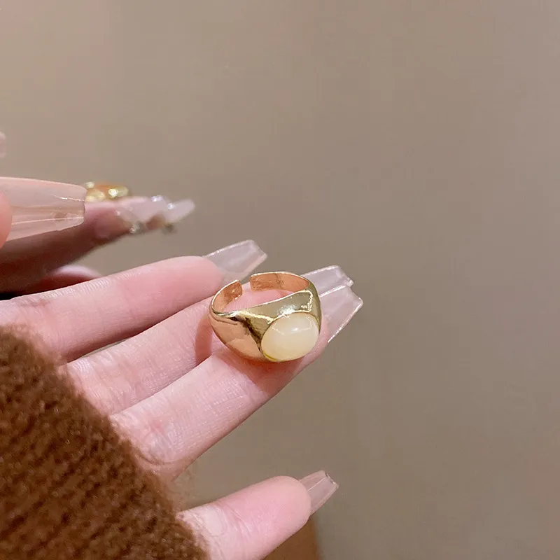 質感合金戒指 | 復古微美天然石開口戒指 | 低敏純銀 不易退色 開口戒指
