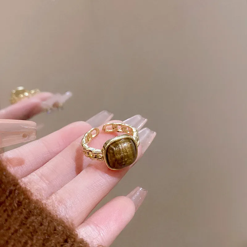 質感合金戒指 | 復古微美天然石開口戒指 | 低敏純銀 不易退色 開口戒指