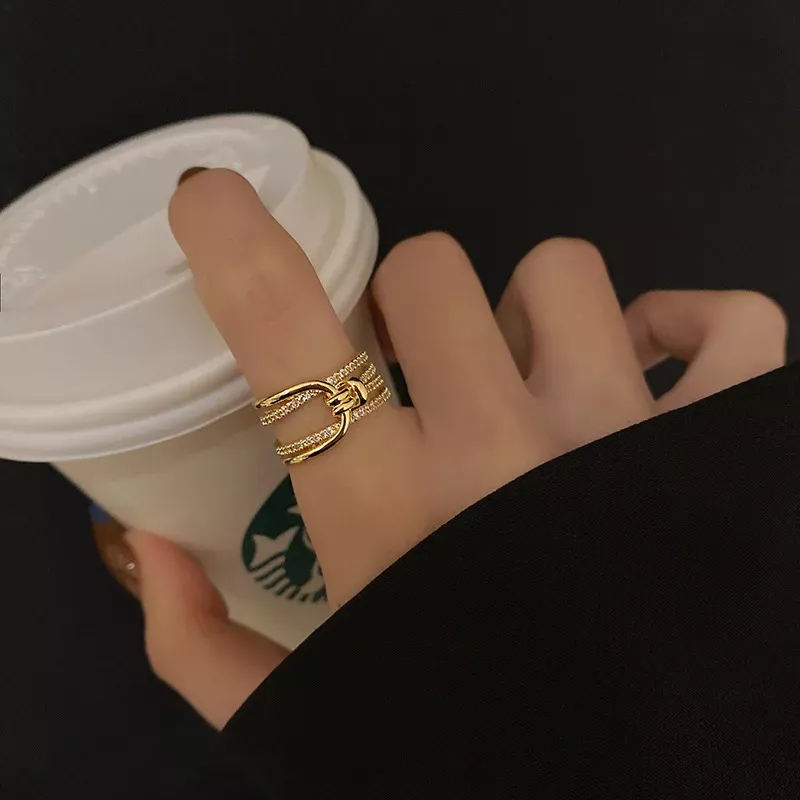 質感合金戒指 | 時尚個性水鑽皓石戒指 | 低敏親膚 不易退色 開口戒指