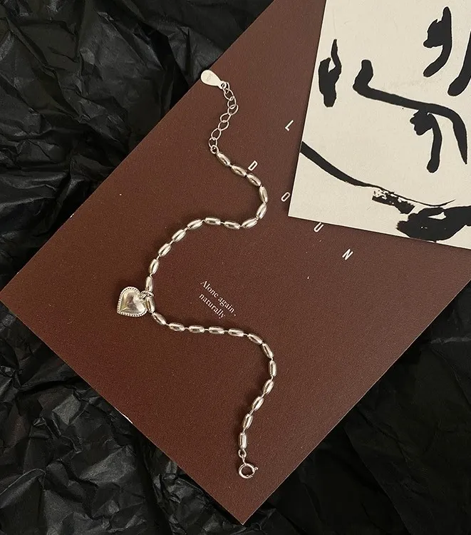 S925純銀手鍊 | 韓國甜美米粒愛心手鍊 | 低敏純銀 可碰水 不易退色