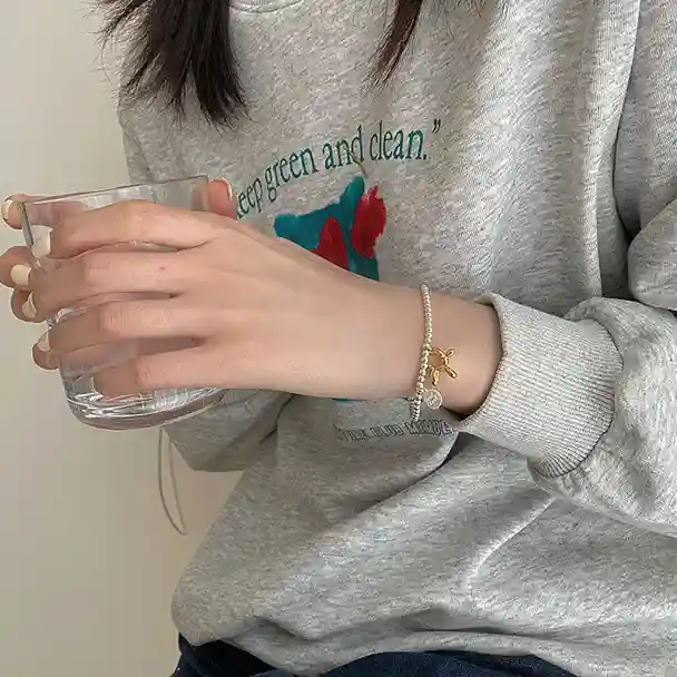 S925純銀手鍊 | 可愛氣球小狗圓珠手鍊 | 低敏純銀 可碰水 不易退色