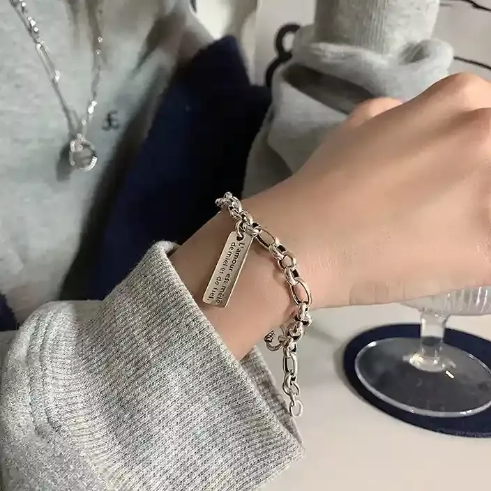 S925純銀手鍊 | 時尚個性吊牌手鍊 | 低敏純銀 可碰水 不易退色