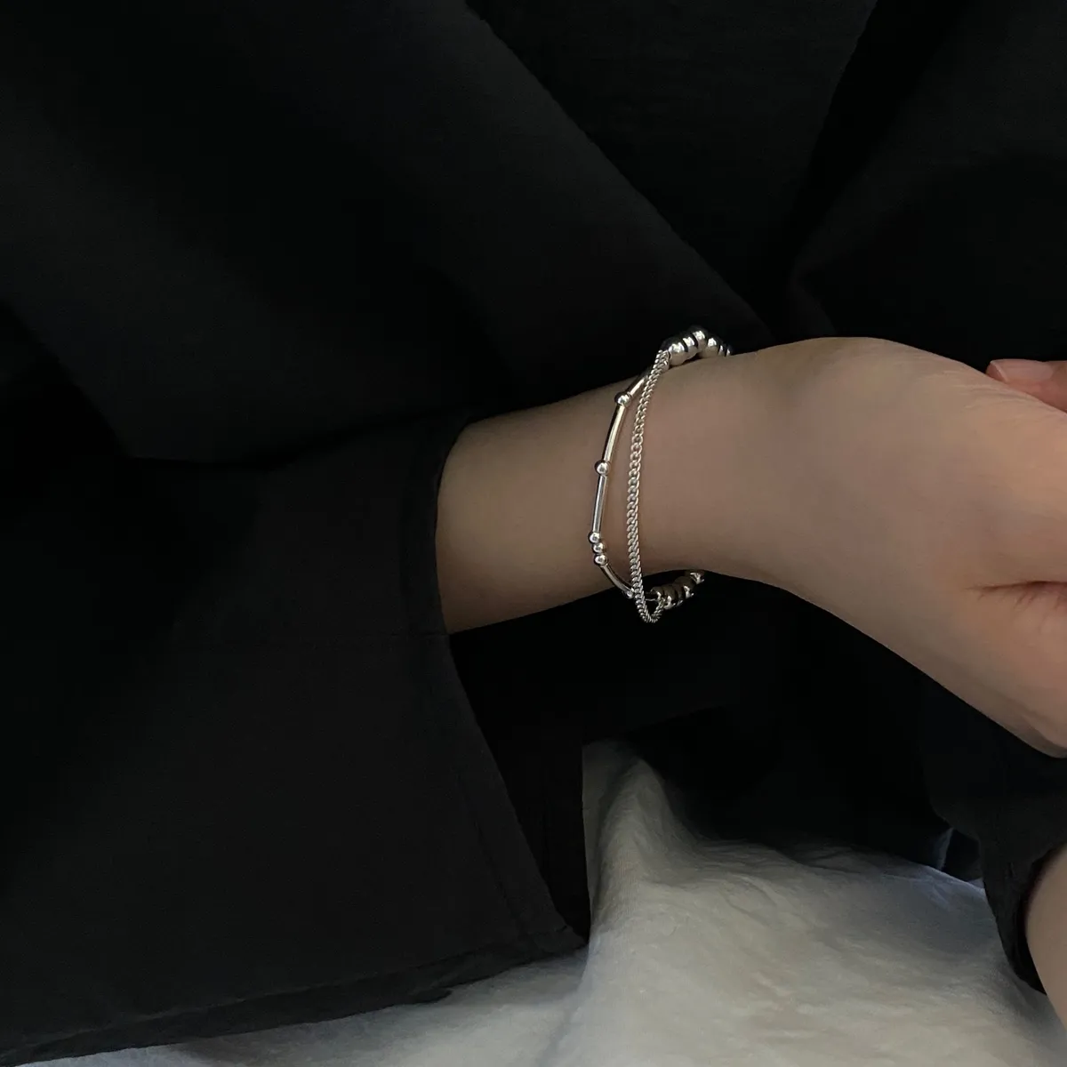 S925純銀手鍊 | 圓珠鏈條個性手鍊 | 低敏純銀 可碰水 不易退色