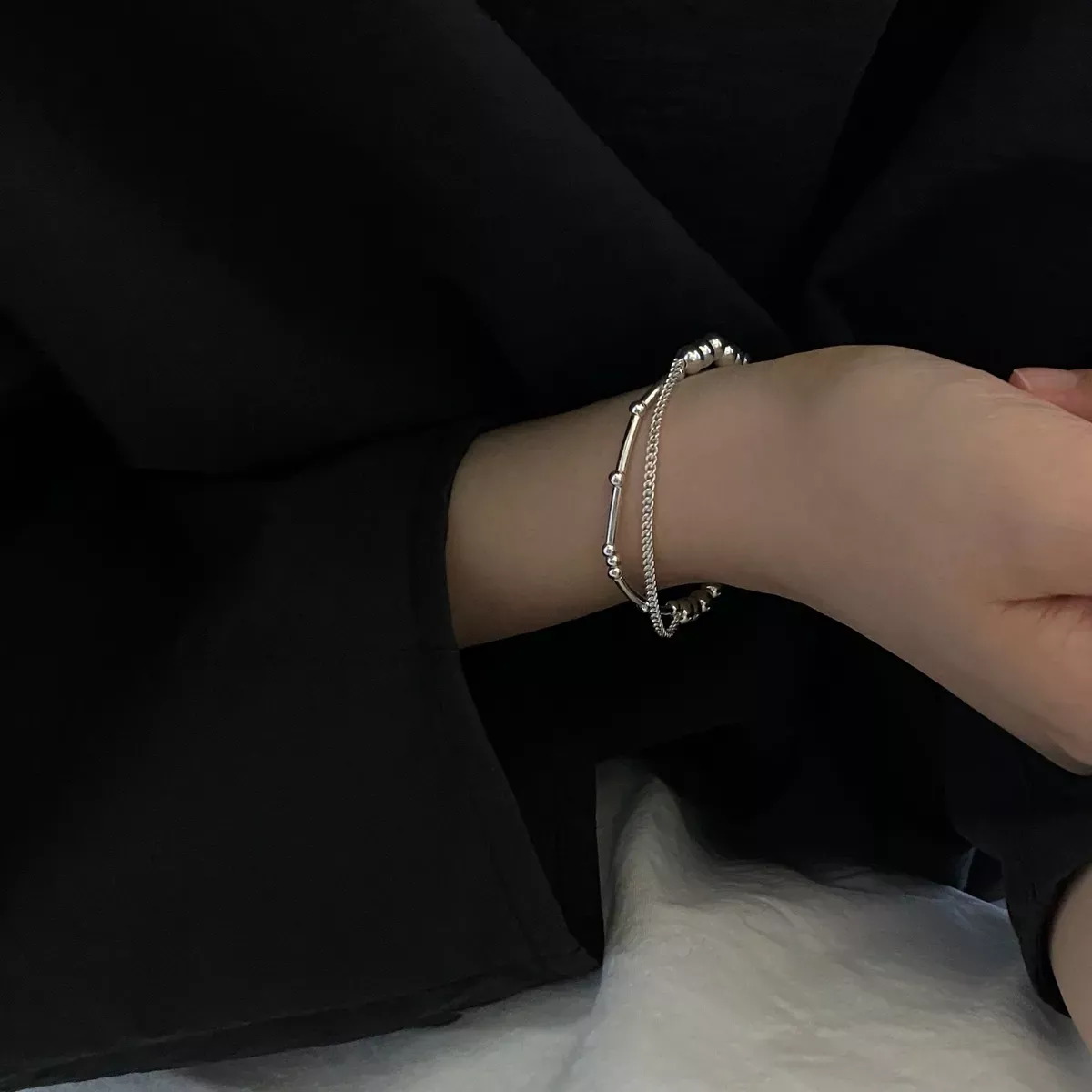 S925純銀手鍊 | 圓珠鏈條個性手鍊 | 低敏純銀 可碰水 不易退色