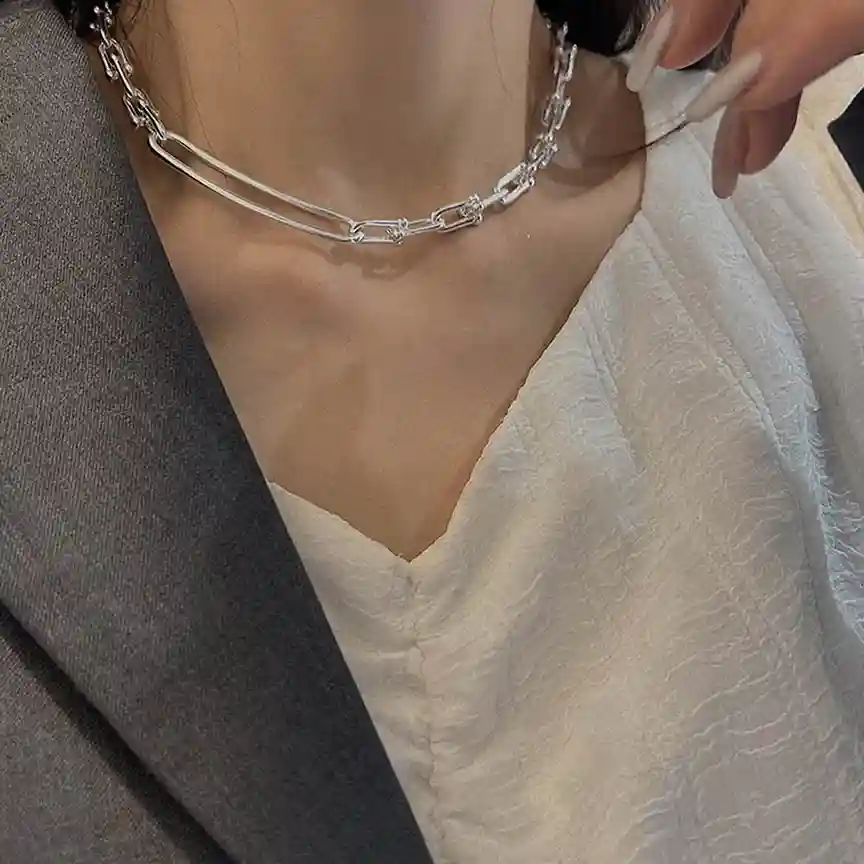 S925純銀手鍊 | 簍空馬蹄扣項鍊手鍊 | 低敏純銀 可碰水 不易退色