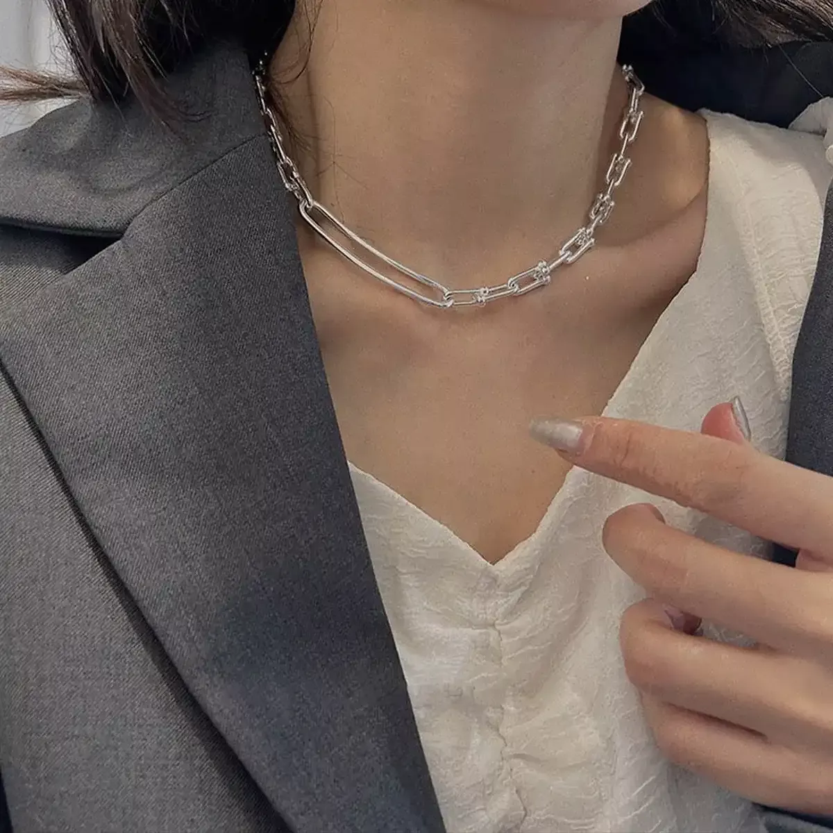 S925純銀手鍊 | 簍空馬蹄扣項鍊手鍊 | 低敏純銀 可碰水 不易退色
