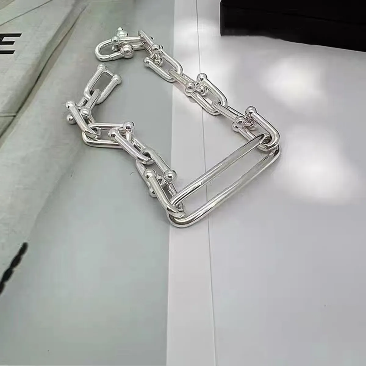 S925純銀手鍊 | 簍空馬蹄扣項鍊手鍊 | 低敏純銀 可碰水 不易退色