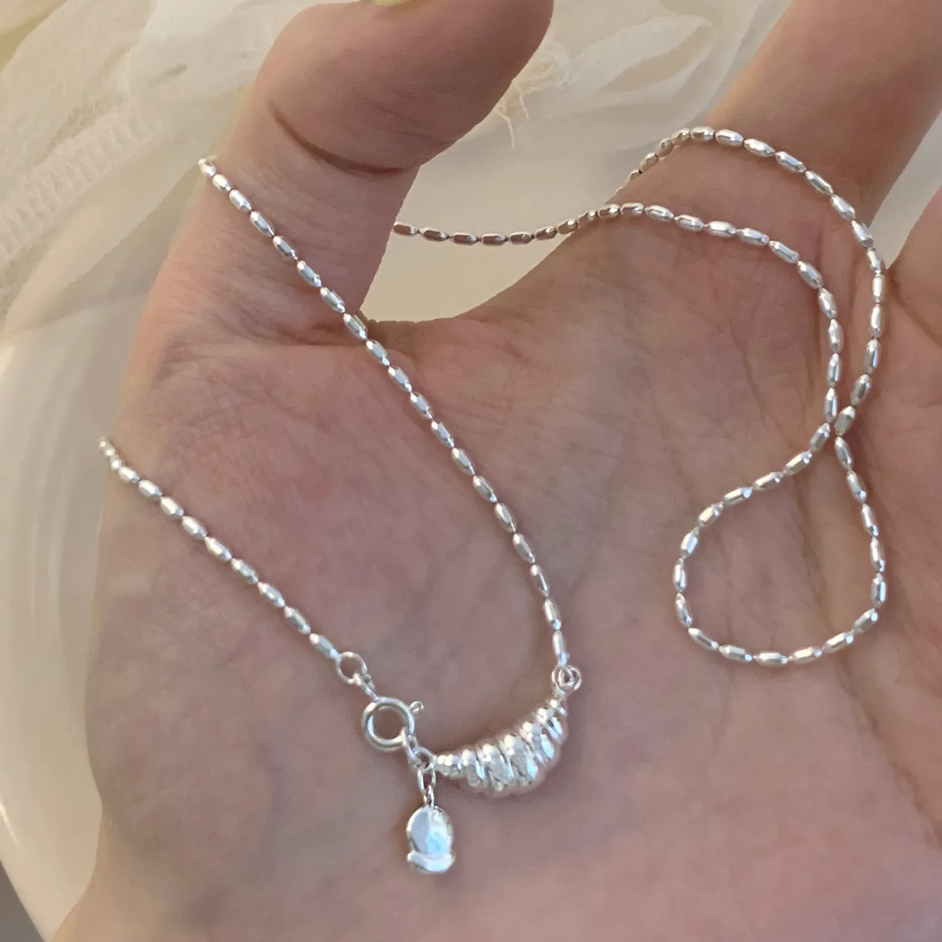 S925純銀項鍊 | 韓國甜酷可頌項鍊 | 低敏純銀 可碰水 不易退色