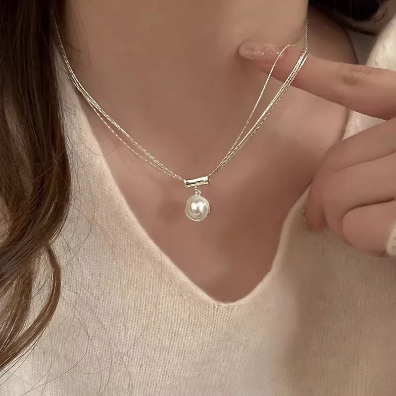 S925純銀項鍊 | 韓國多層珍珠甜美項鍊 | 低敏純銀 可碰水 不易退色
