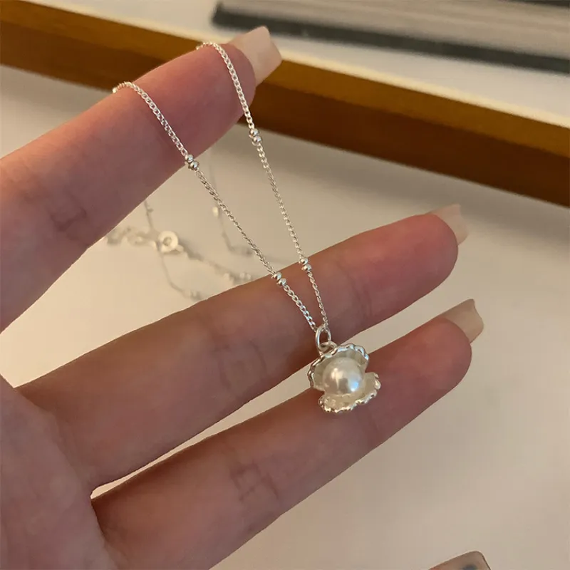 S925純銀項鍊 | 甜美貝殼珍珠項鍊  | 低敏純銀 可碰水 不易退色