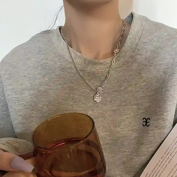 S925純銀項鍊 | 簡約笑臉不規則項鍊  | 低敏純銀 可碰水 不易退色