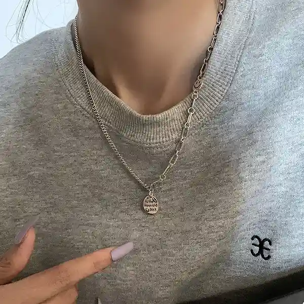 S925純銀項鍊 | 簡約笑臉不規則項鍊  | 低敏純銀 可碰水 不易退色