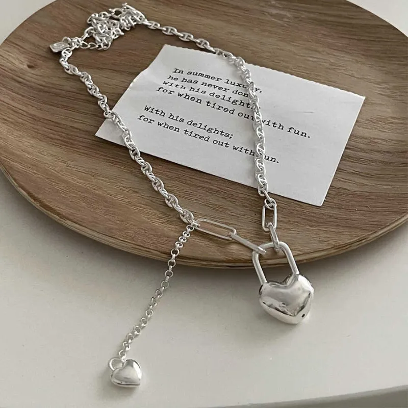 S925純銀項鍊 | 韓國甜美愛心鎖頭項鍊  | 低敏純銀 可碰水 不易退色
