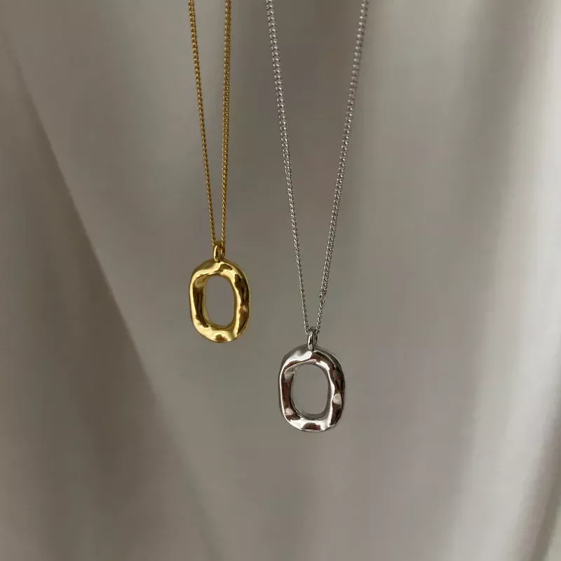 S925純銀項鍊 | 極簡設計橢圓個性項鍊  | 低敏純銀 可碰水 不易退色