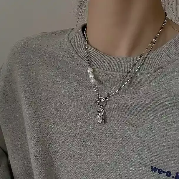 S925純銀項鍊 | 韓國多層珍珠OT扣項鍊 | 低敏純銀 可碰水 不易退色