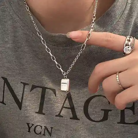 S925純銀項鍊 | 時尚個性方形字母牌項鍊  | 低敏純銀 可碰水 不易退色
