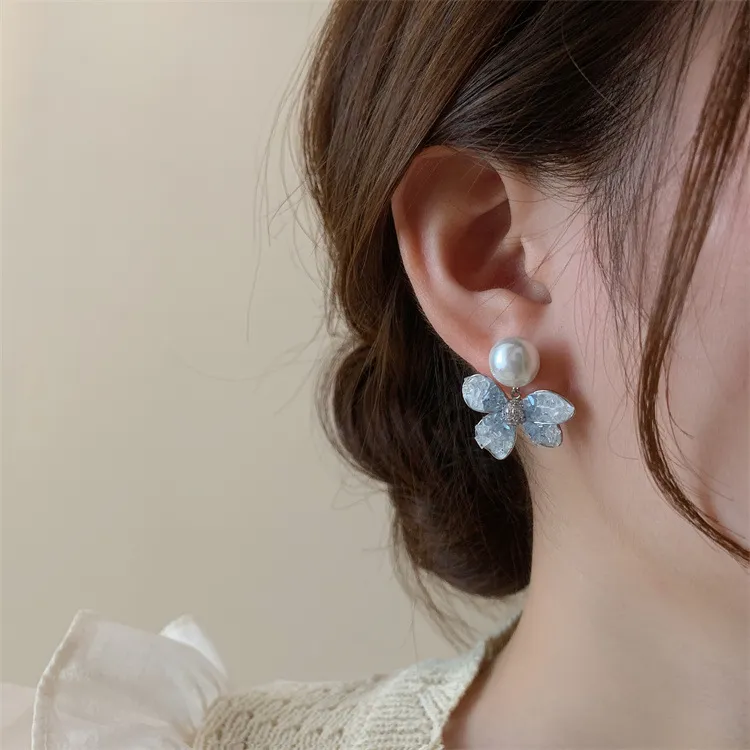 S925純銀氣質珍珠花朵耳環RBL4078