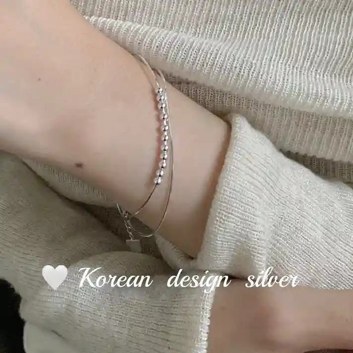 S925純銀手鍊 | 質感極簡圓珠雙層手鍊 | 低敏純銀 可碰水 不易退色