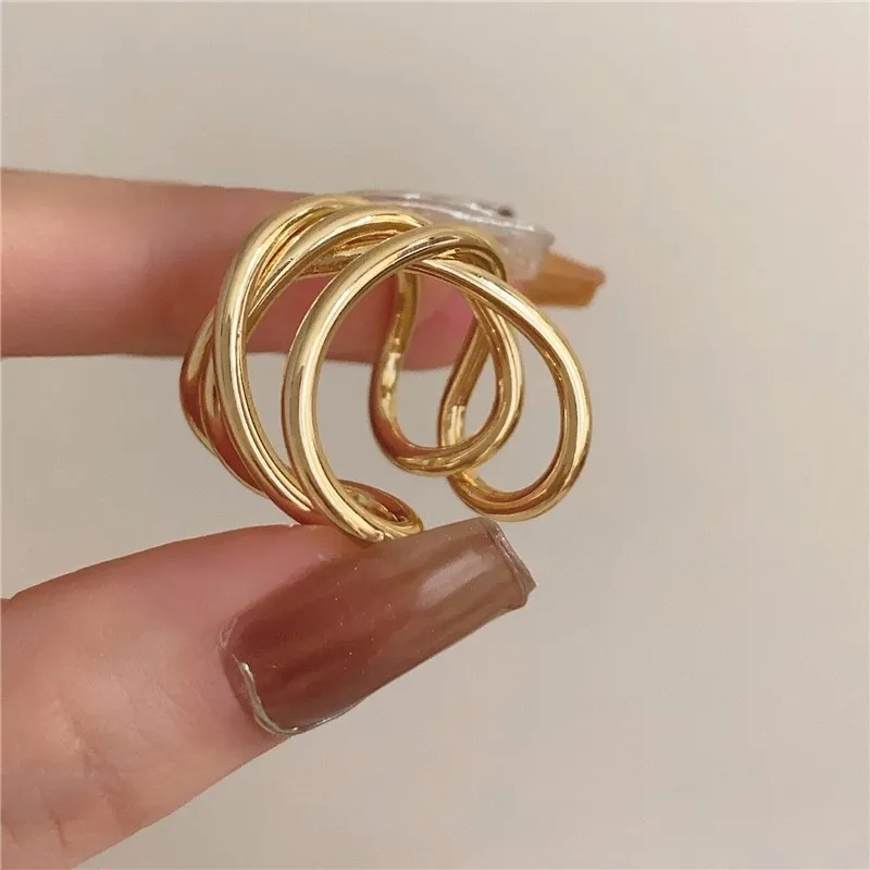 質感合金戒指 | 時尚幾何線條纏繞戒指 | 低敏純銀 不易退色 開口戒指