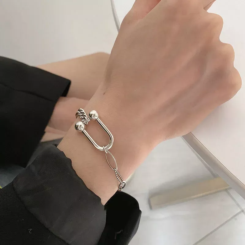 S925純銀手鍊 | 質感極簡馬蹄U形個性手鍊 | 低敏純銀 可碰水 不易退色