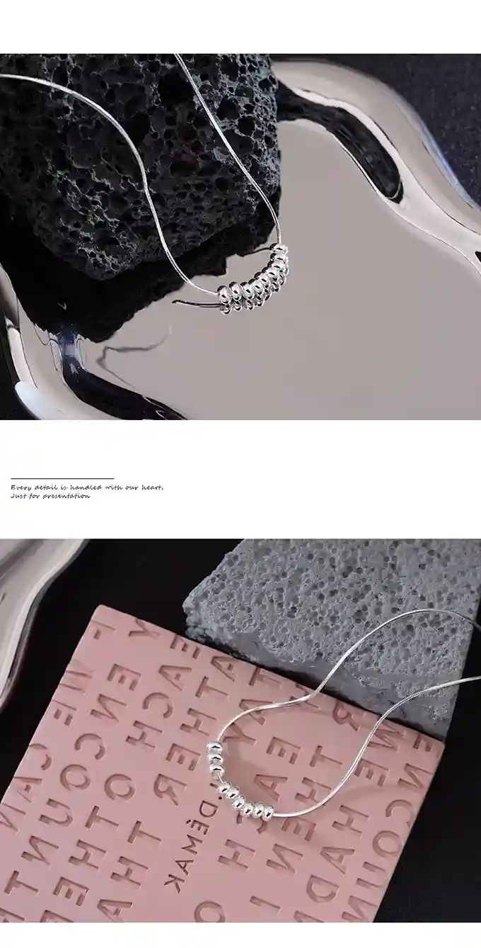 S925精緻極簡串珠純銀項鍊RBS5012 銀飾