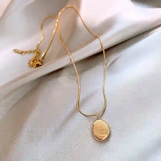 316L醫療鋼質感簡約英文字母圓幣項鍊RSB5001 鈦鋼 飾品