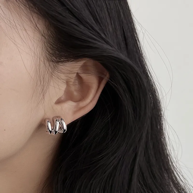 無耳洞耳夾氣質簡約三排C形紋香盤耳夾RBT5001 銀飾 飾品