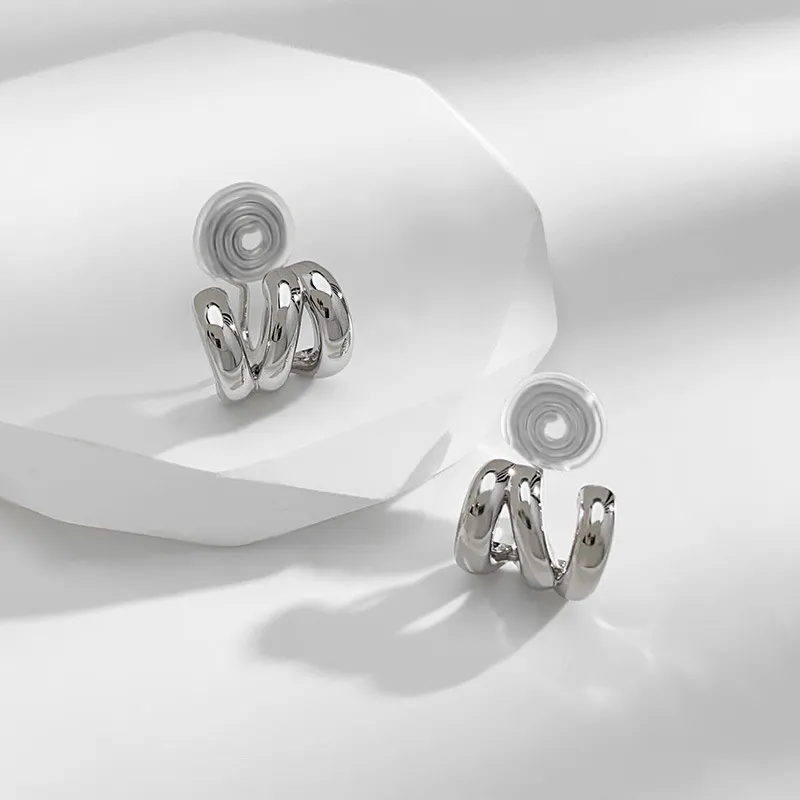 無耳洞耳夾氣質簡約三排C形紋香盤耳夾RBT5001 銀飾 飾品